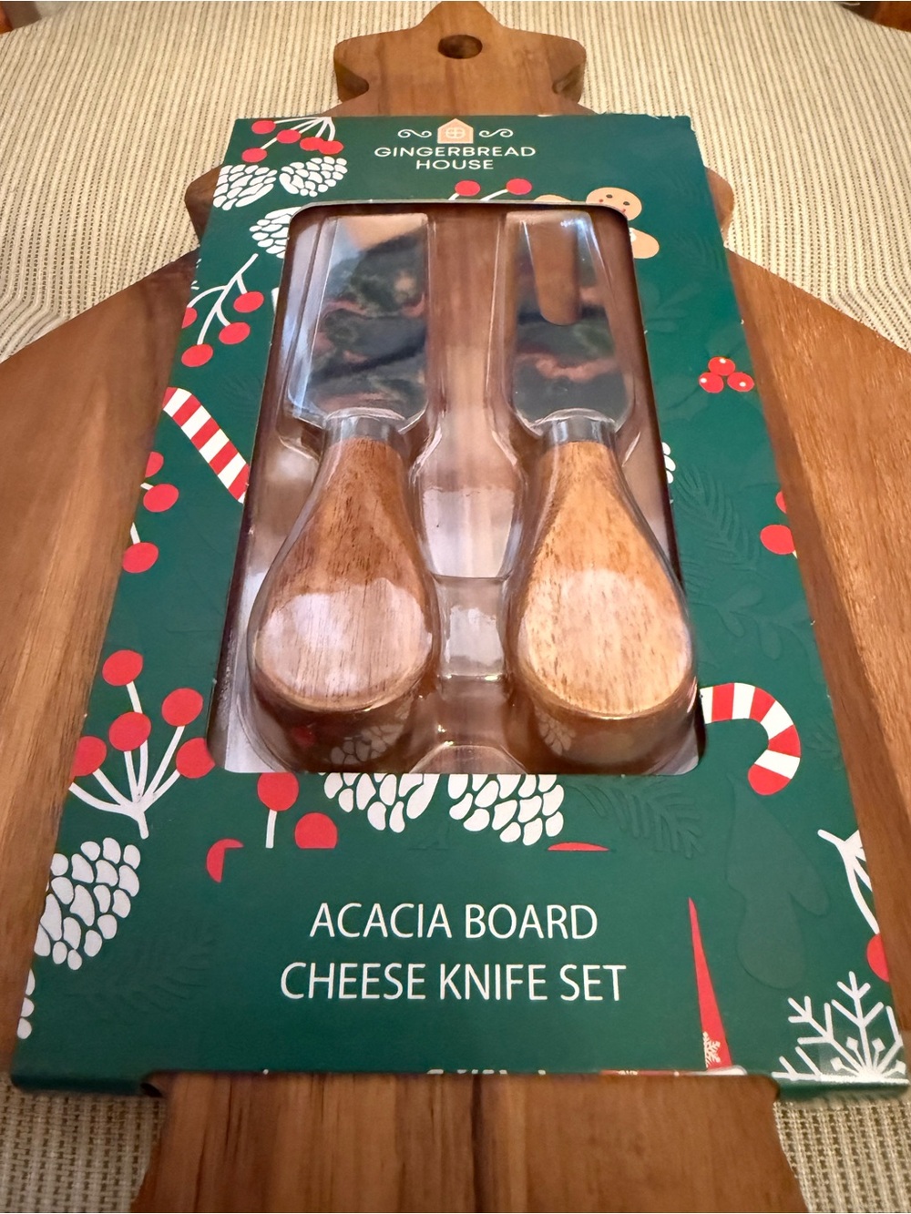 Acacia Board Cheese Knife Set - Brown - Picture 3 of 11